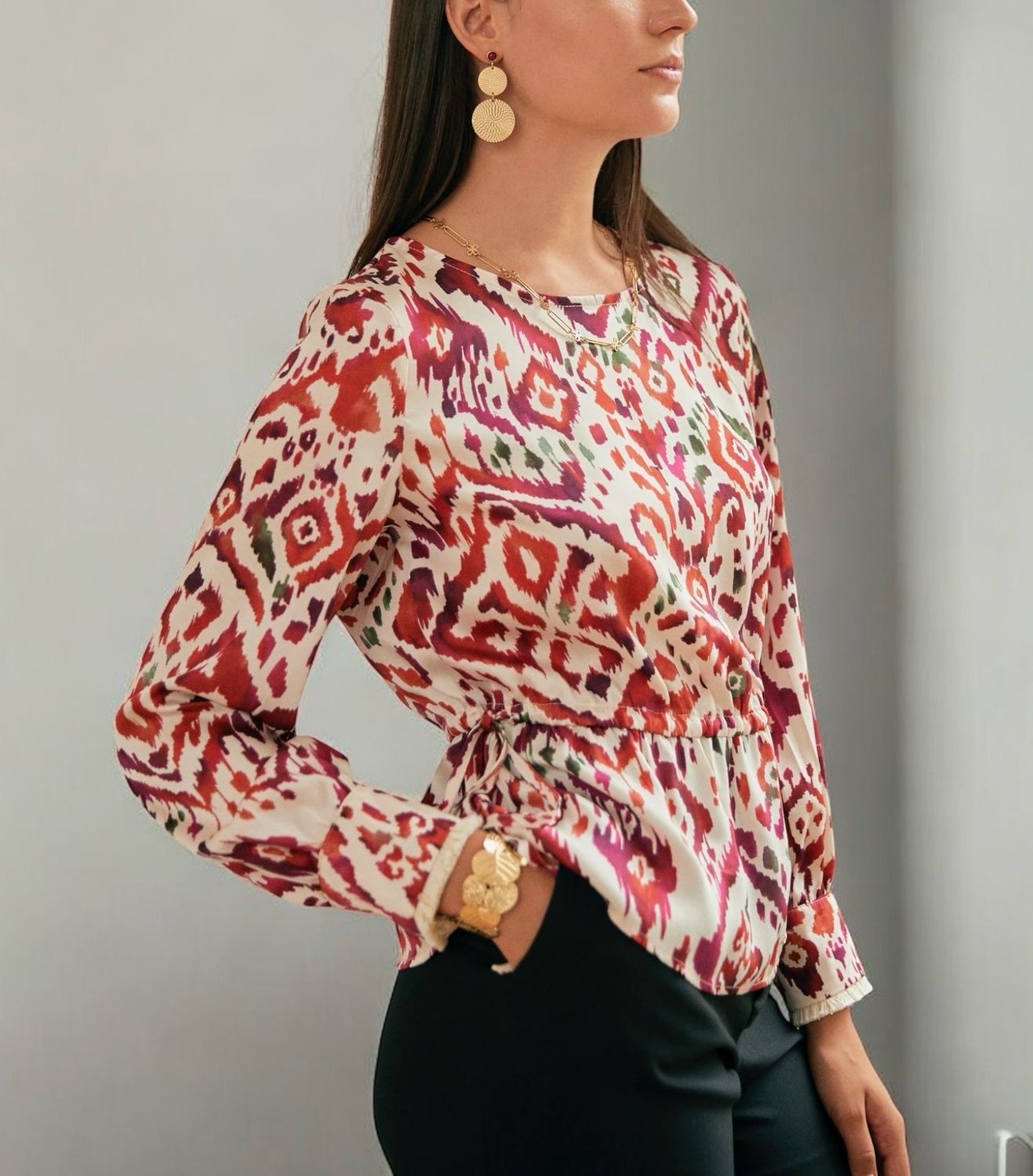 Top Met Lange Mouwen - Top Met Print - Top Voor Dames - Elegante Top Voor Vrouwen