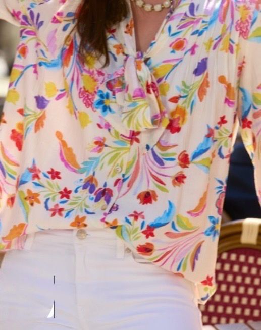Elegante Blouse Voor Vrouwen- Top Met Lange Mouwen - Top Met Bloemen Print - Luchtige Top Voor Dames - Top Met Kleurrijke Print