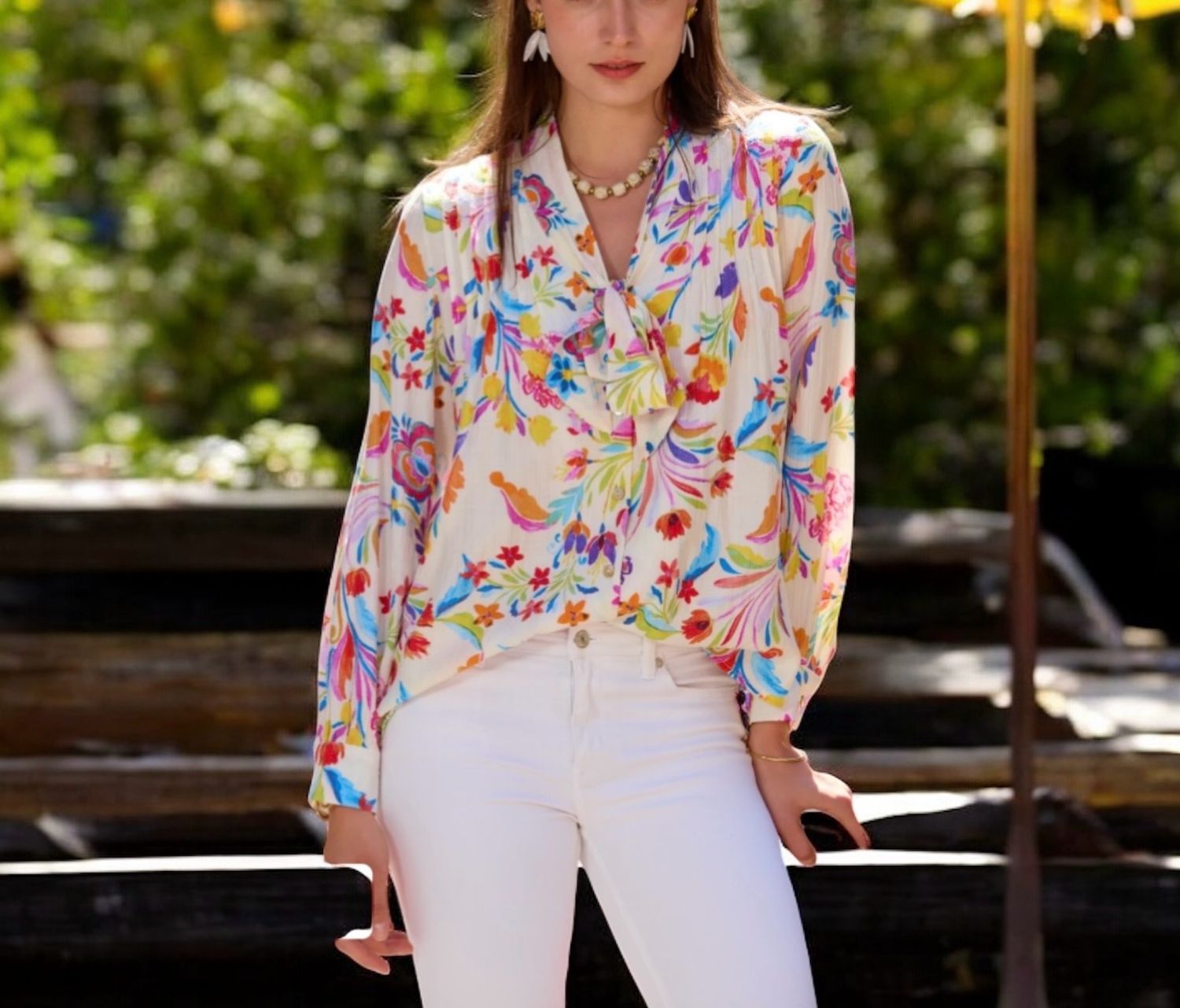 Elegante Blouse Voor Vrouwen- Top Met Lange Mouwen - Top Met Bloemen Print - Luchtige Top Voor Dames - Top Met Kleurrijke Print