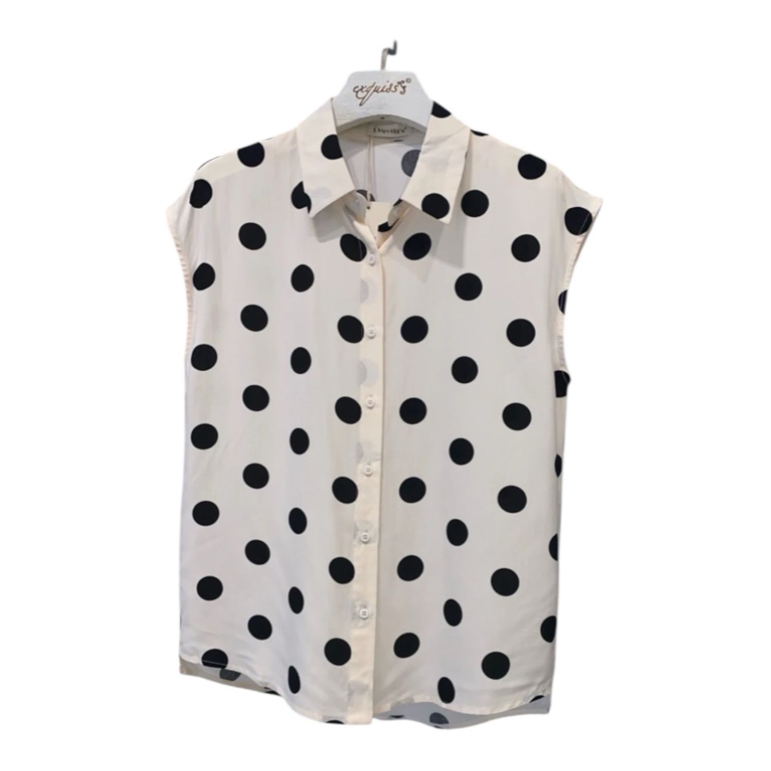 Mouwloos Polka Dot Blouse - Elegant Bloesje Voor Vrouwen - Trendy Blouse Voor Dames - Mouwloos Hemdje