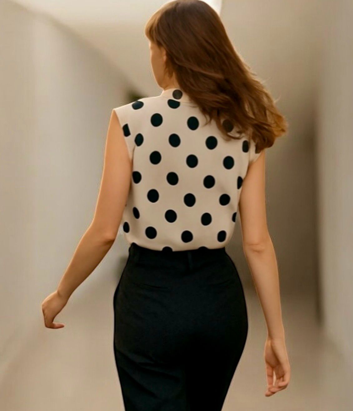 Mouwloos Polka Dot Blouse - Elegant Bloesje Voor Vrouwen - Trendy Blouse Voor Dames - Mouwloos Hemdje