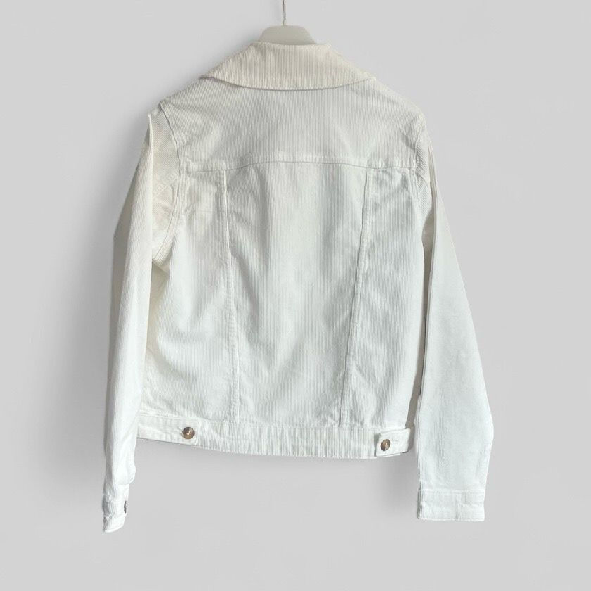 Witte Corduroy Vest - Witte Korte Jas- Jeans Vest Voor Vrouwen - Korte Vest - Gestreept Katoen