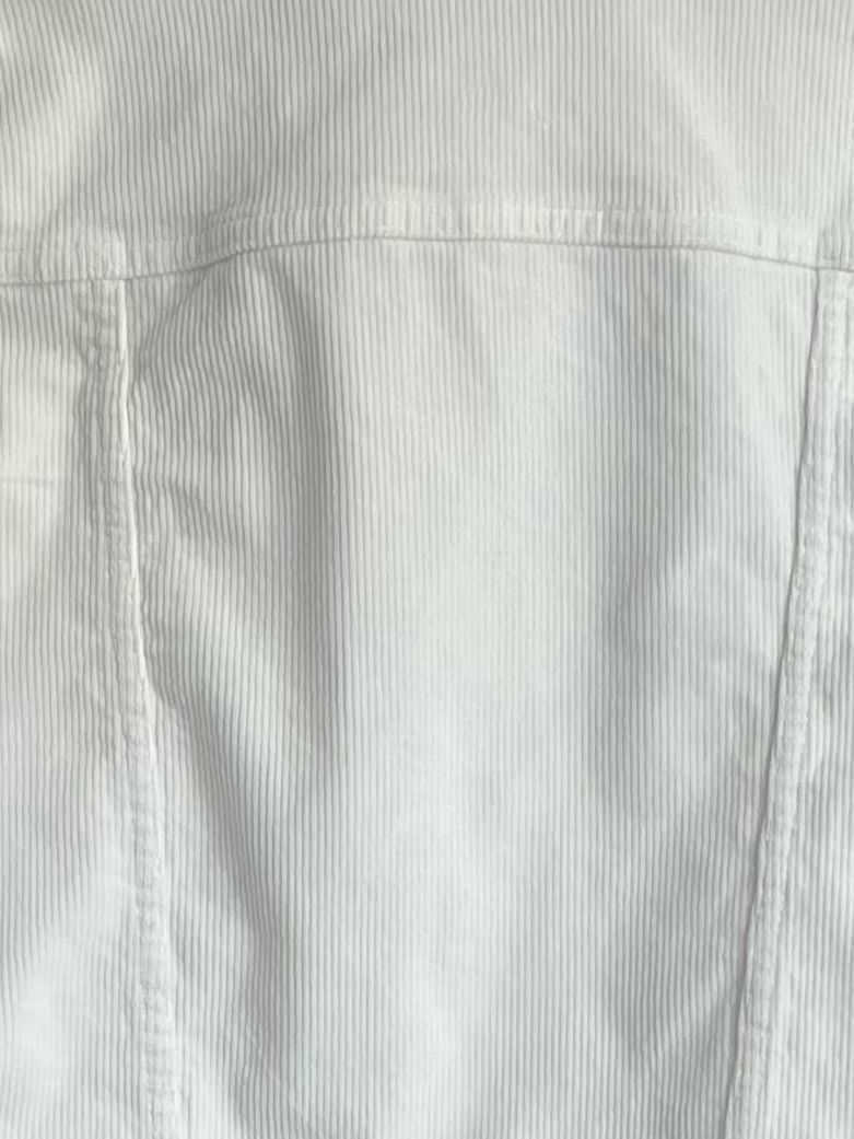 Witte Corduroy Vest - Witte Korte Jas- Jeans Vest Voor Vrouwen - Korte Vest - Gestreept Katoen