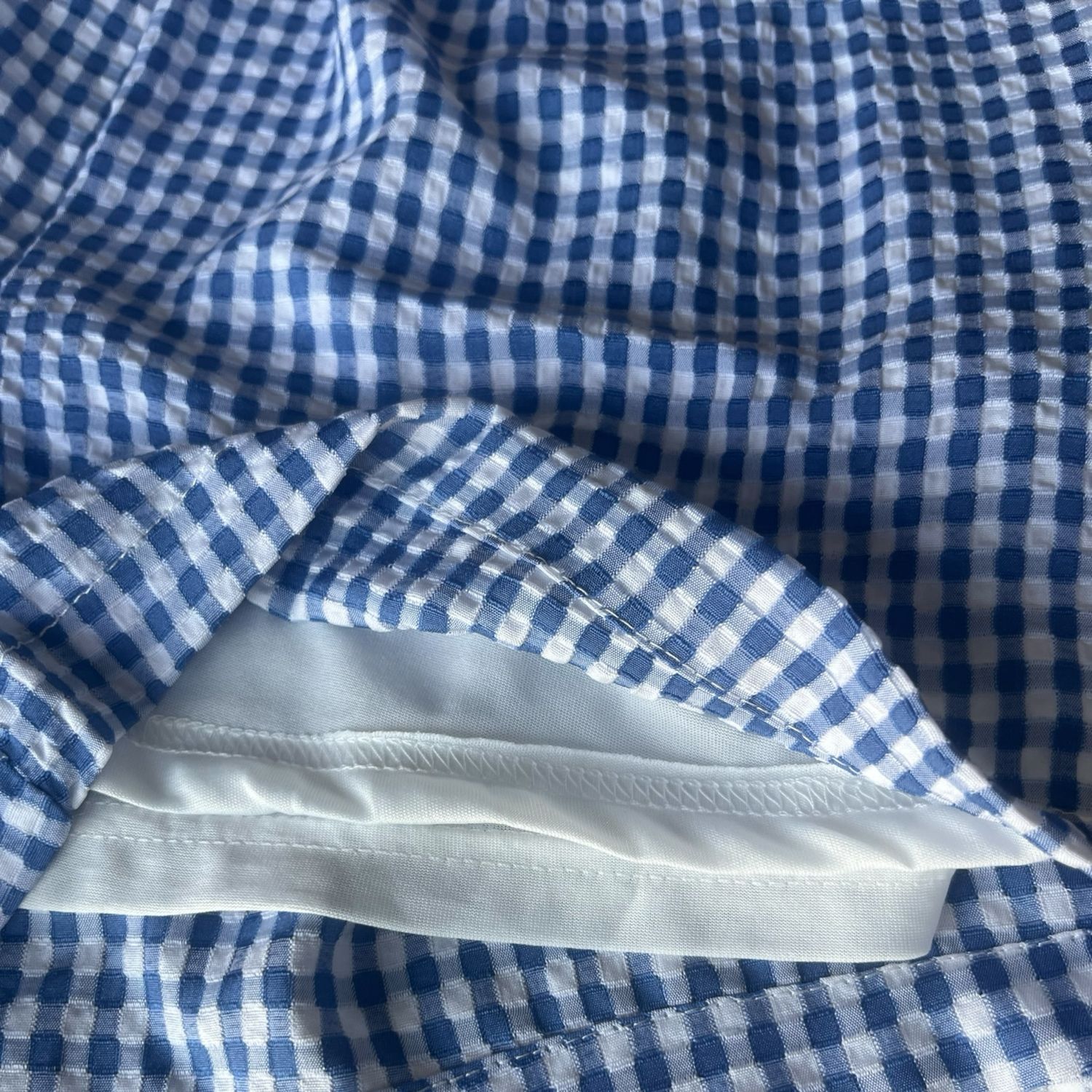 Printed Gingham - Short Met Ruitjes - Navy Bleu