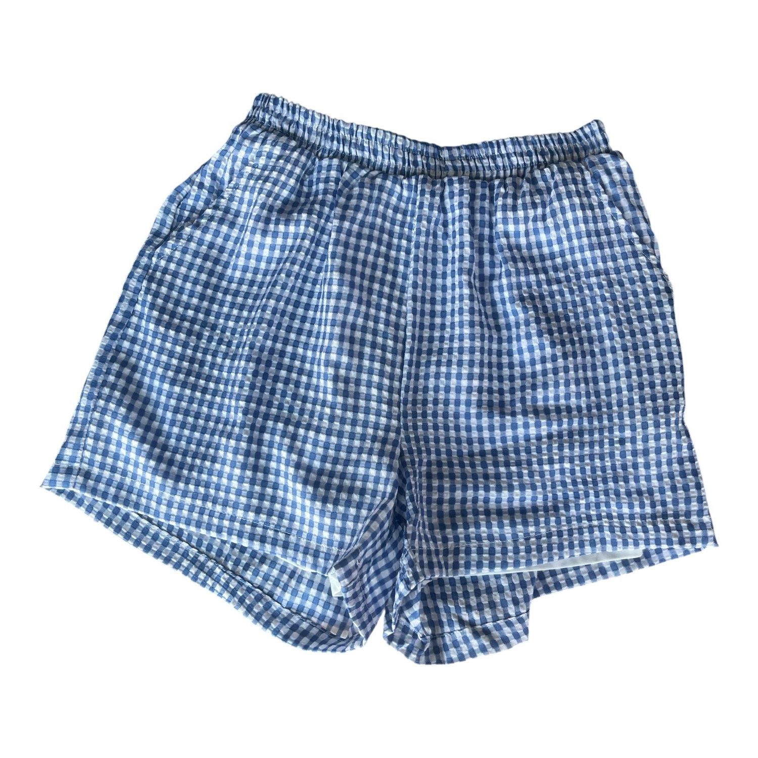 Printed Gingham - Short Met Ruitjes - Navy Bleu