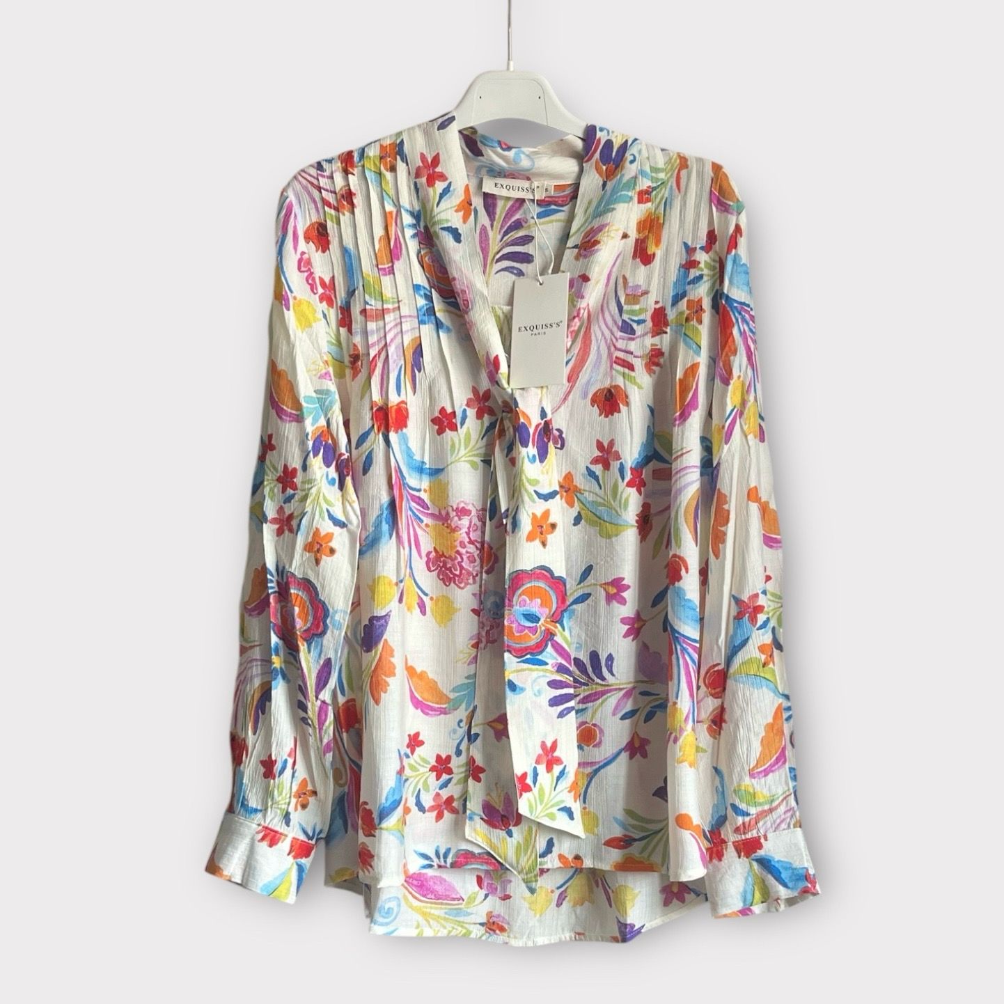 Elegante Blouse Met Bloemenprint Voor Vrouwen- HemdsBlouse Met Sierlijke Strik