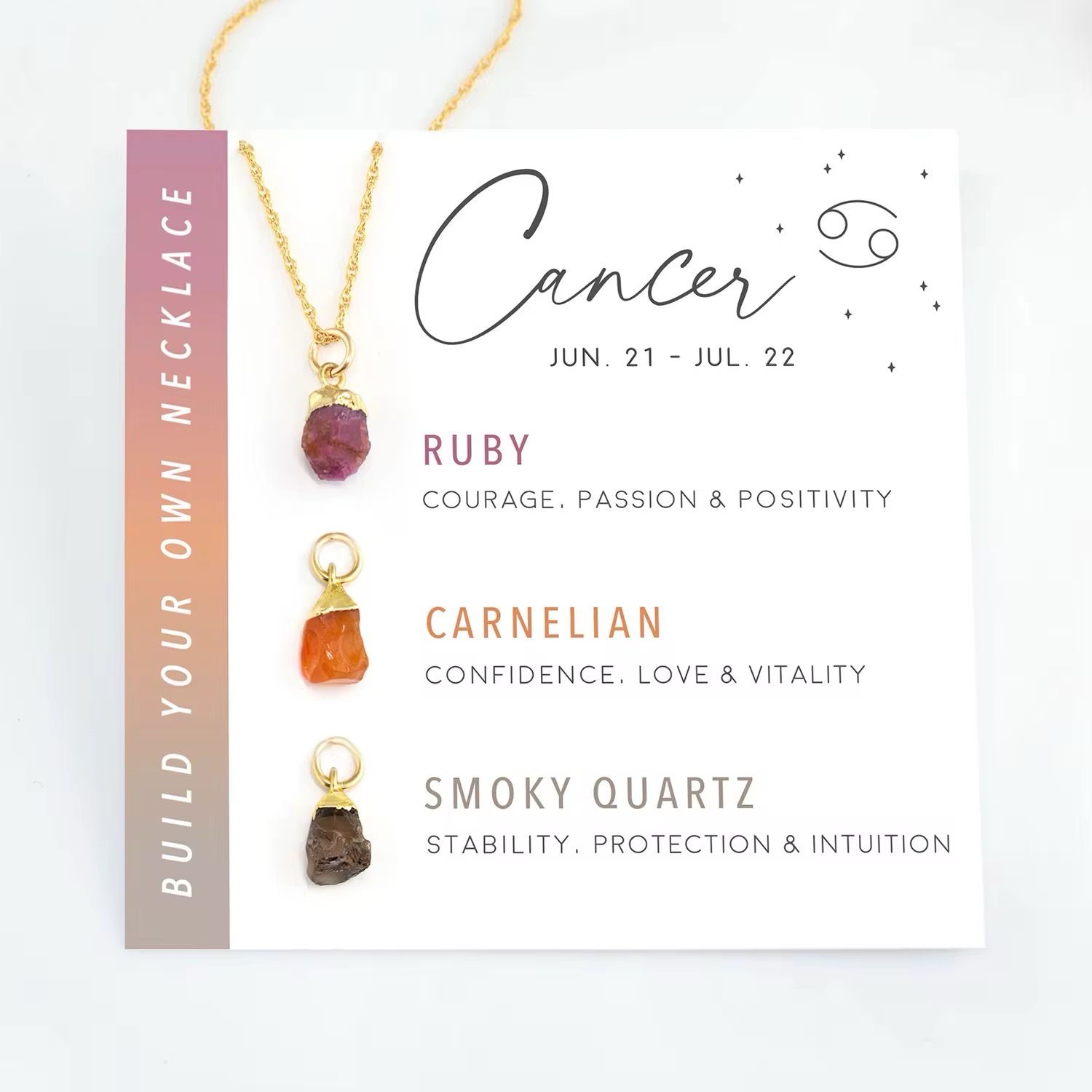 Ketting Met Geboorte Steentjes - Ketting Met Bedels - Stainless Steel Ketting - Spirituele Ketting - Horoscoop Ketting