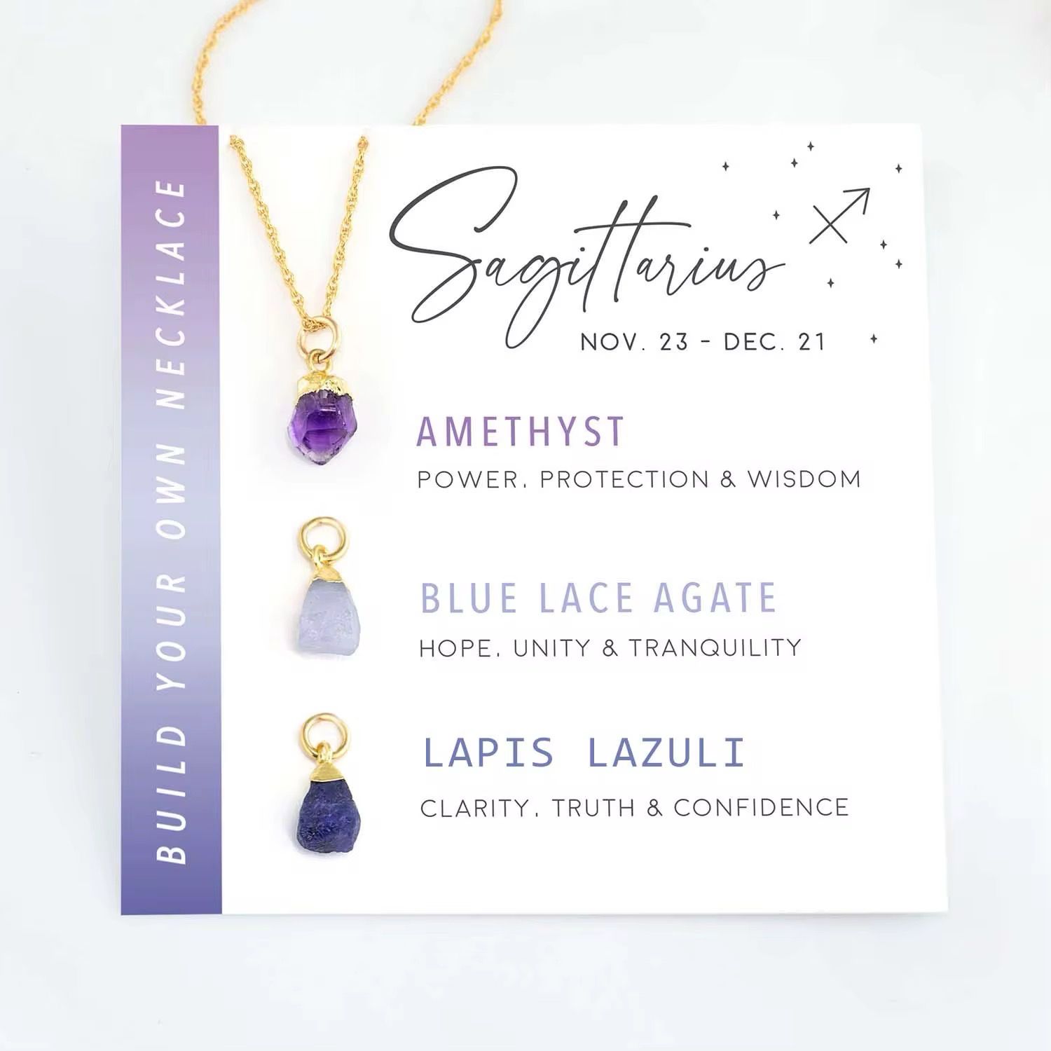 Ketting Met Geboorte Steentjes - Ketting Met Bedels - Stainless Steel Ketting - Spirituele Ketting - Horoscoop Ketting