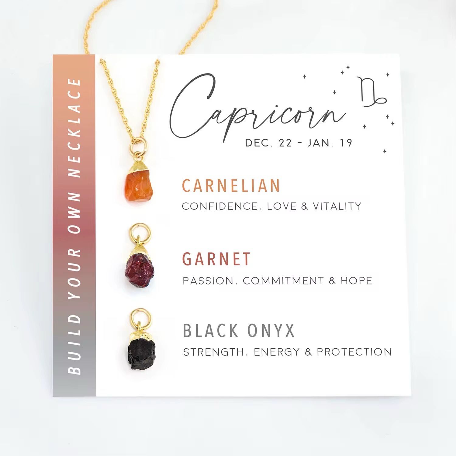 Ketting Met Geboorte Steentjes - Ketting Met Bedels - Stainless Steel Ketting - Spirituele Ketting - Horoscoop Ketting
