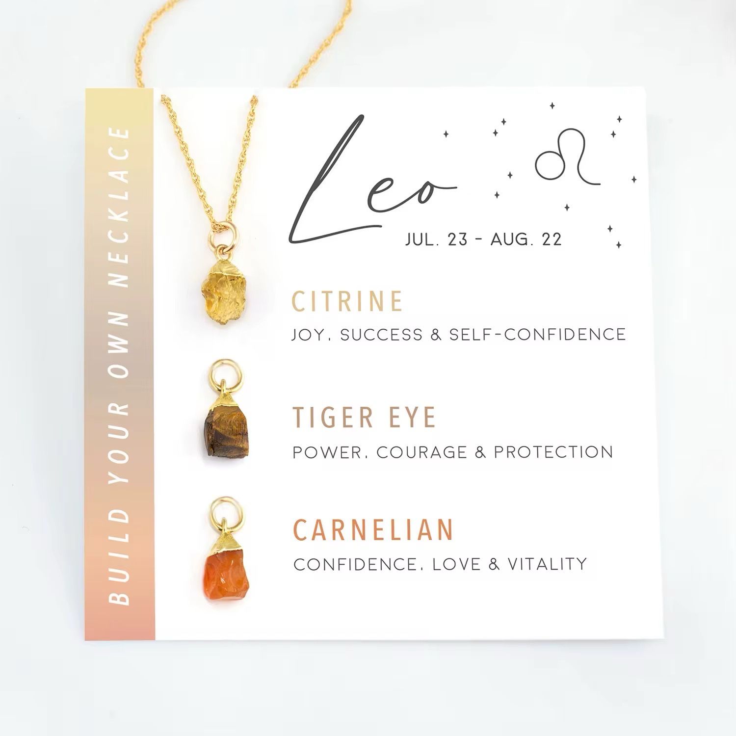 Ketting Met Geboorte Steentjes - Ketting Met Bedels - Stainless Steel Ketting - Spirituele Ketting - Horoscoop Ketting