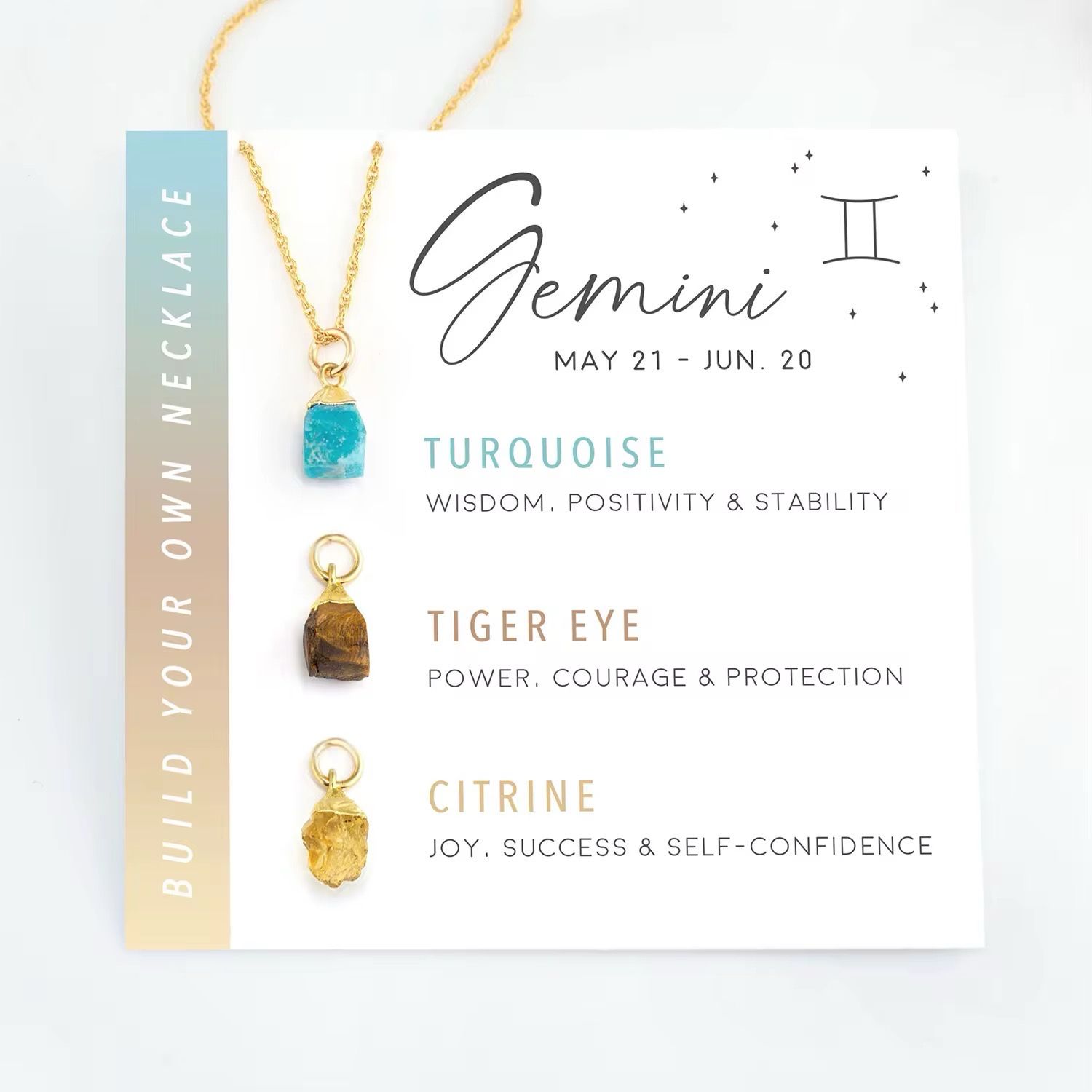 Ketting Met Geboorte Steentjes - Ketting Met Bedels - Stainless Steel Ketting - Spirituele Ketting - Horoscoop Ketting