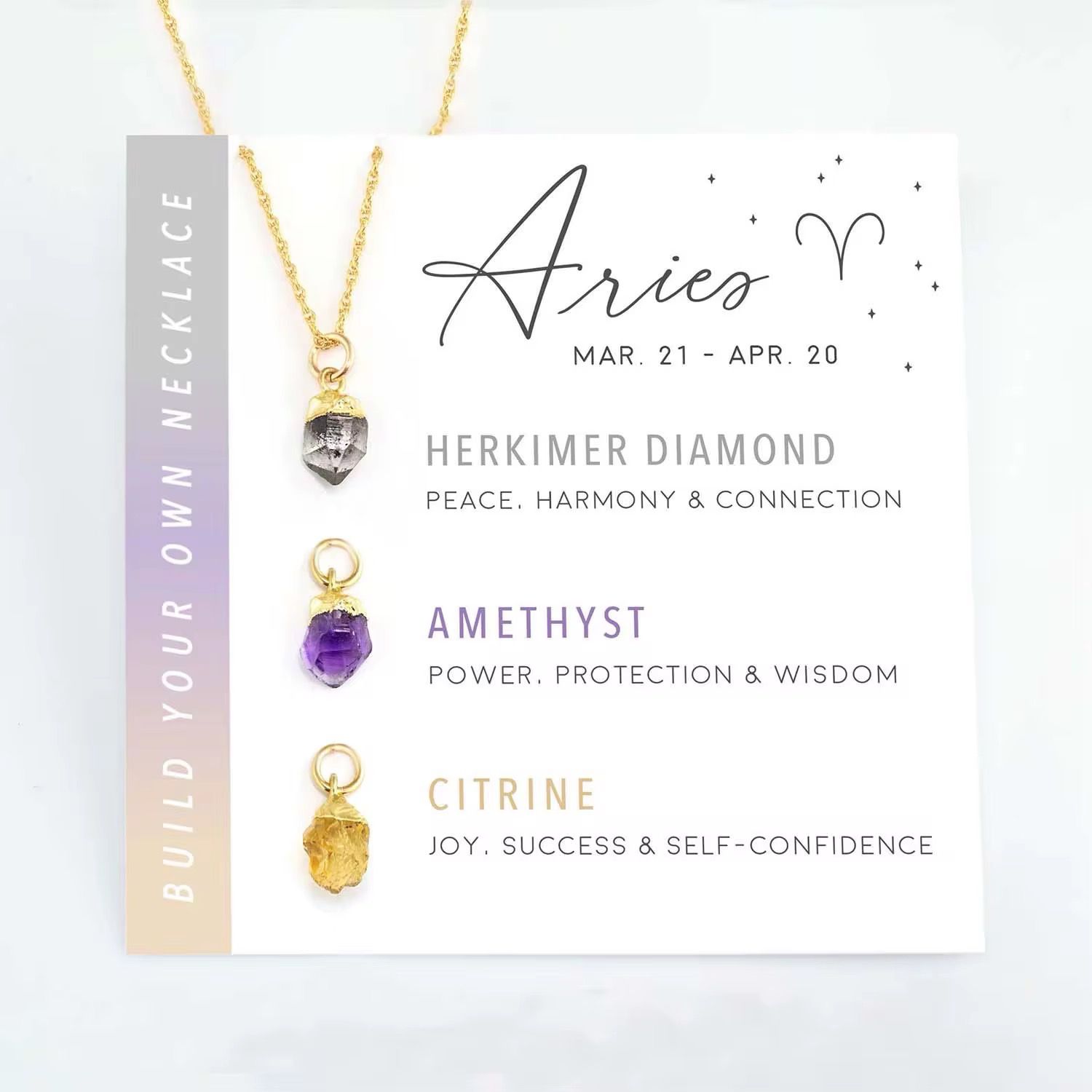 Ketting Met Geboorte Steentjes - Ketting Met Bedels - Stainless Steel Ketting - Spirituele Ketting - Horoscoop Ketting