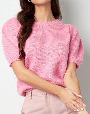 T Shirt Met Pof Mouwen - Knitted Trui Met Korte Mouwen