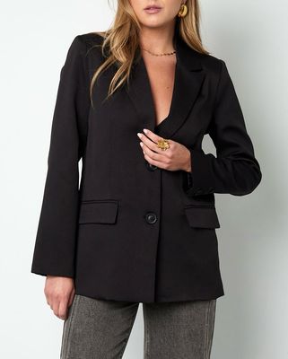 Blazer Zwart Voor Vrouwen - Speciale Blazer- zwarte blazer - dames blazer zwart - blazer met strikken- elegante blazer dames- blazer met details