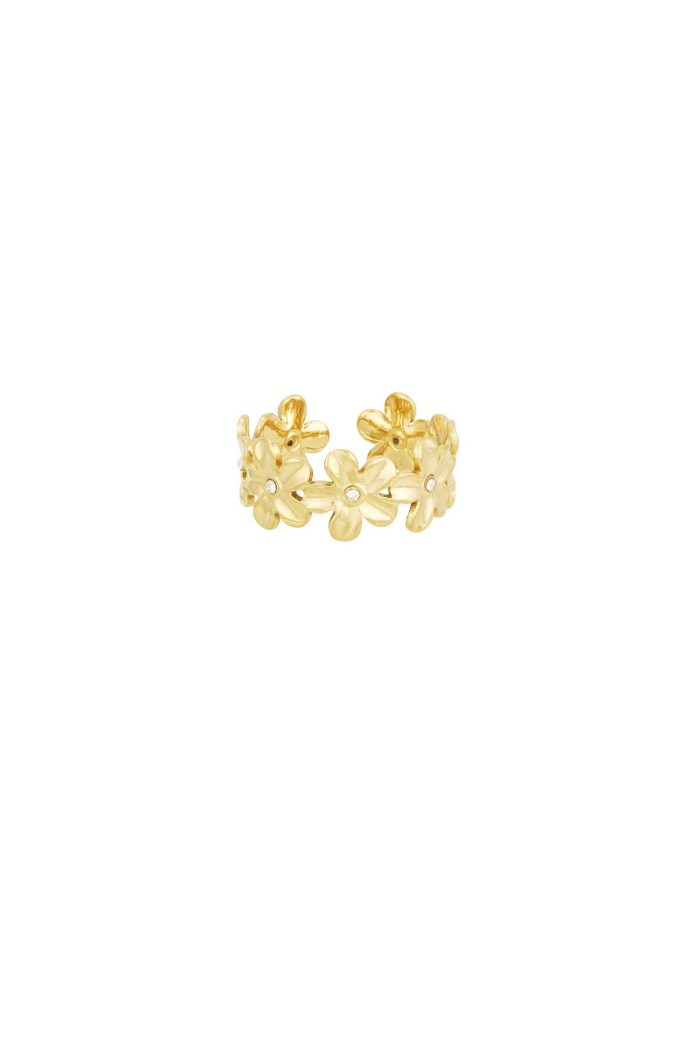 Open Ring - Stainless Steel Ring - Bloemen Ring - Infinity Juwelen - Goudkleurige Ring