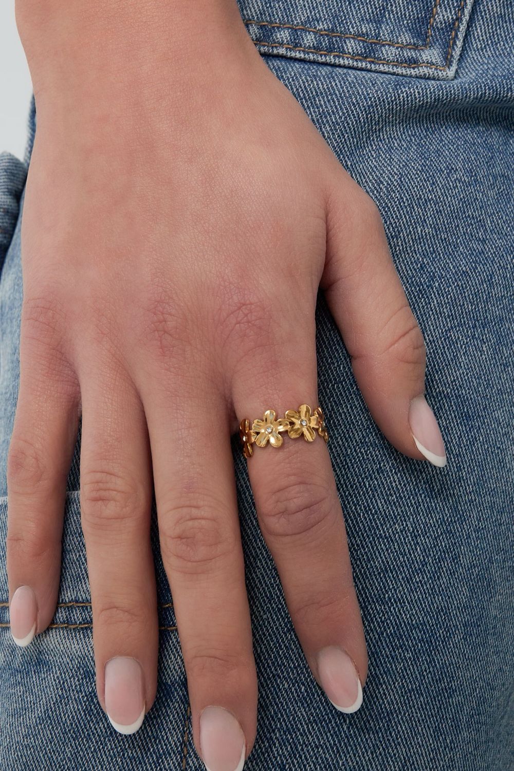Open Ring - Stainless Steel Ring - Bloemen Ring - Infinity Juwelen - Goudkleurige Ring