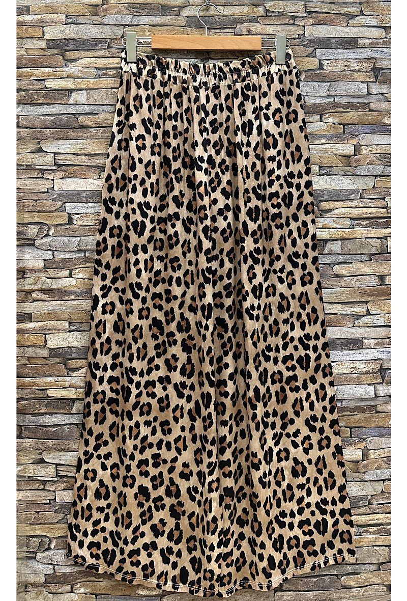 Losse broek - panter print - losse zomerbroek- zacht satijnachtige zomerbroek