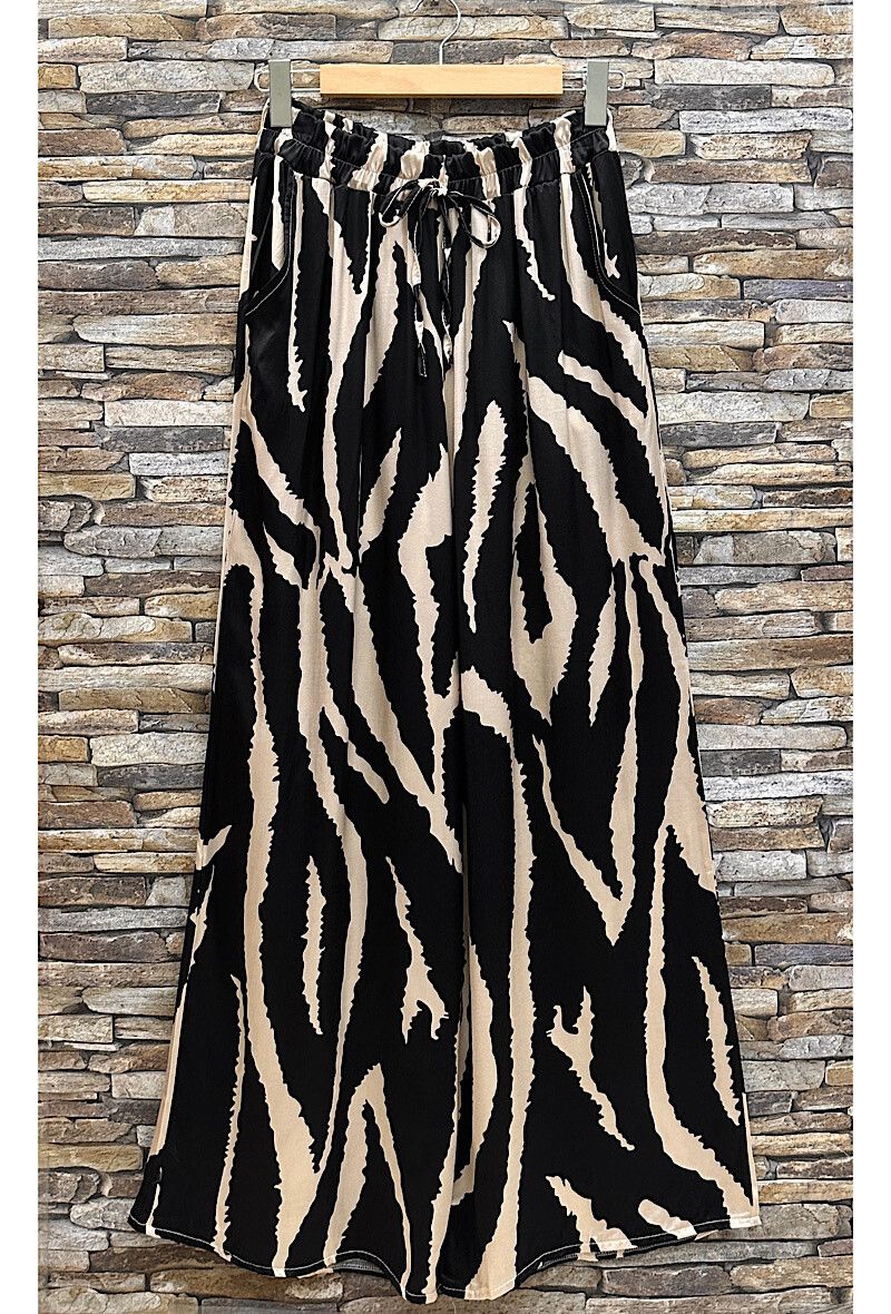 Losse broek - zebra print - losse zomerbroek- zacht satijnachtige zomerbroek