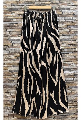 Losse broek - zebra print - losse zomerbroek- zacht satijnachtige zomerbroek