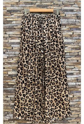 Losse broek - panter print - losse zomerbroek- zacht satijnachtige zomerbroek