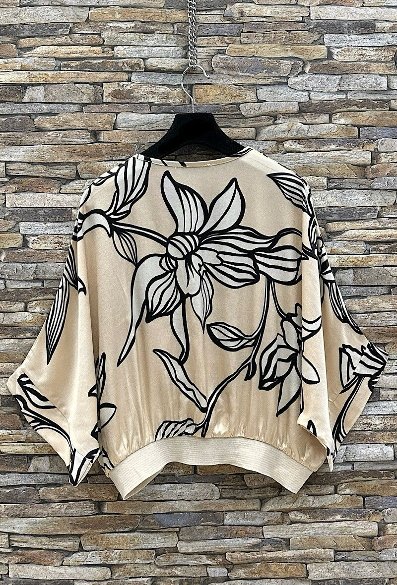 GILET-  cardigan met print-  silk-effect - satin viscose,- loose fit - romantic- one size gilet - cardigan met korte mouwen - losse gilet