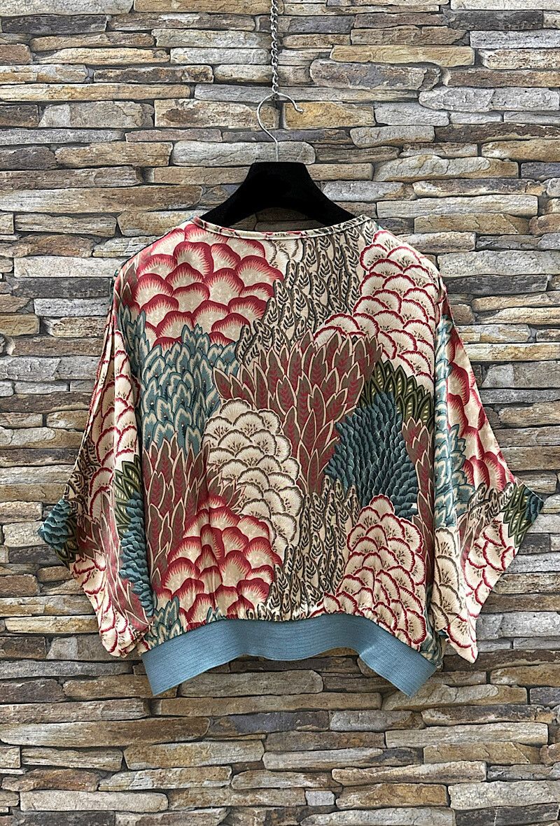 GILET-  cardigan met print-  silk-effect - satin viscose,- loose fit - romantic- one size gilet - cardigan met korte mouwen - losse gilet