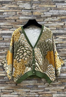 GILET-  cardigan met print-  silk-effect - satin viscose,- loose fit - romantic- one size gilet - cardigan met korte mouwen - losse gilet