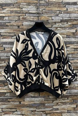 GILET-  cardigan met print-  silk-effect - satin viscose,- loose fit - romantic- one size gilet - cardigan met korte mouwen - losse gilet