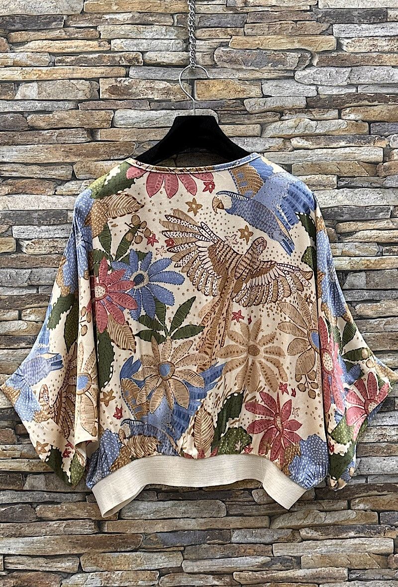 GILET-  cardigan met print-  silk-effect - satin viscose,- loose fit - romantic- one size gilet - cardigan met korte mouwen - losse gilet