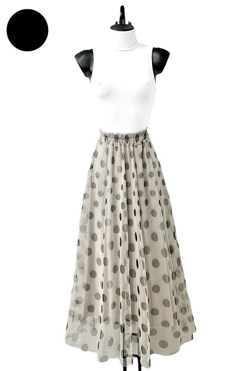 Lange tule rok dames – Met dots print &amp; elastische taille