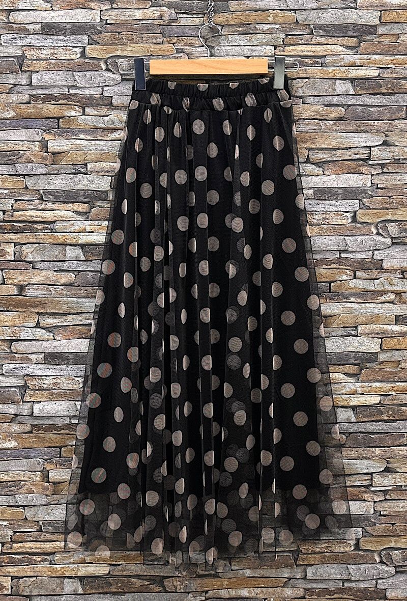 Lange tule rok dames – Met dots print &amp; elastische taille