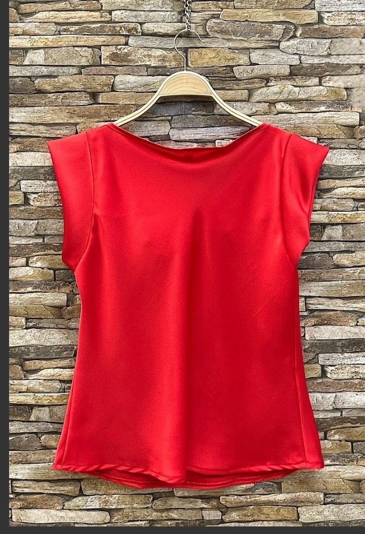 SATINA blouse, satin Look Top Zonder Mouwen- Rode Top- Maat 36/38
