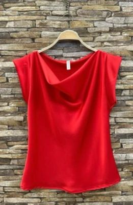 SATINA blouse, satin Look Top Zonder Mouwen- Rode Top- Maat 36/38