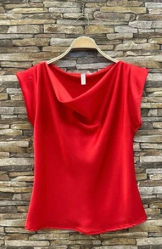 SATINA blouse, satin Look Top Zonder Mouwen- Rode Top- Maat 36/38