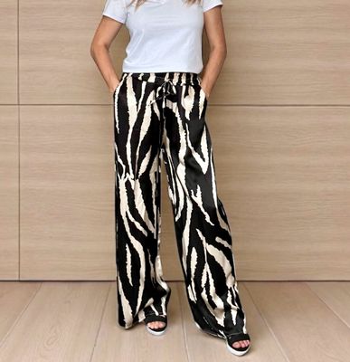 Losse broek - zebra print - losse zomerbroek- zacht satijnachtige zomerbroek