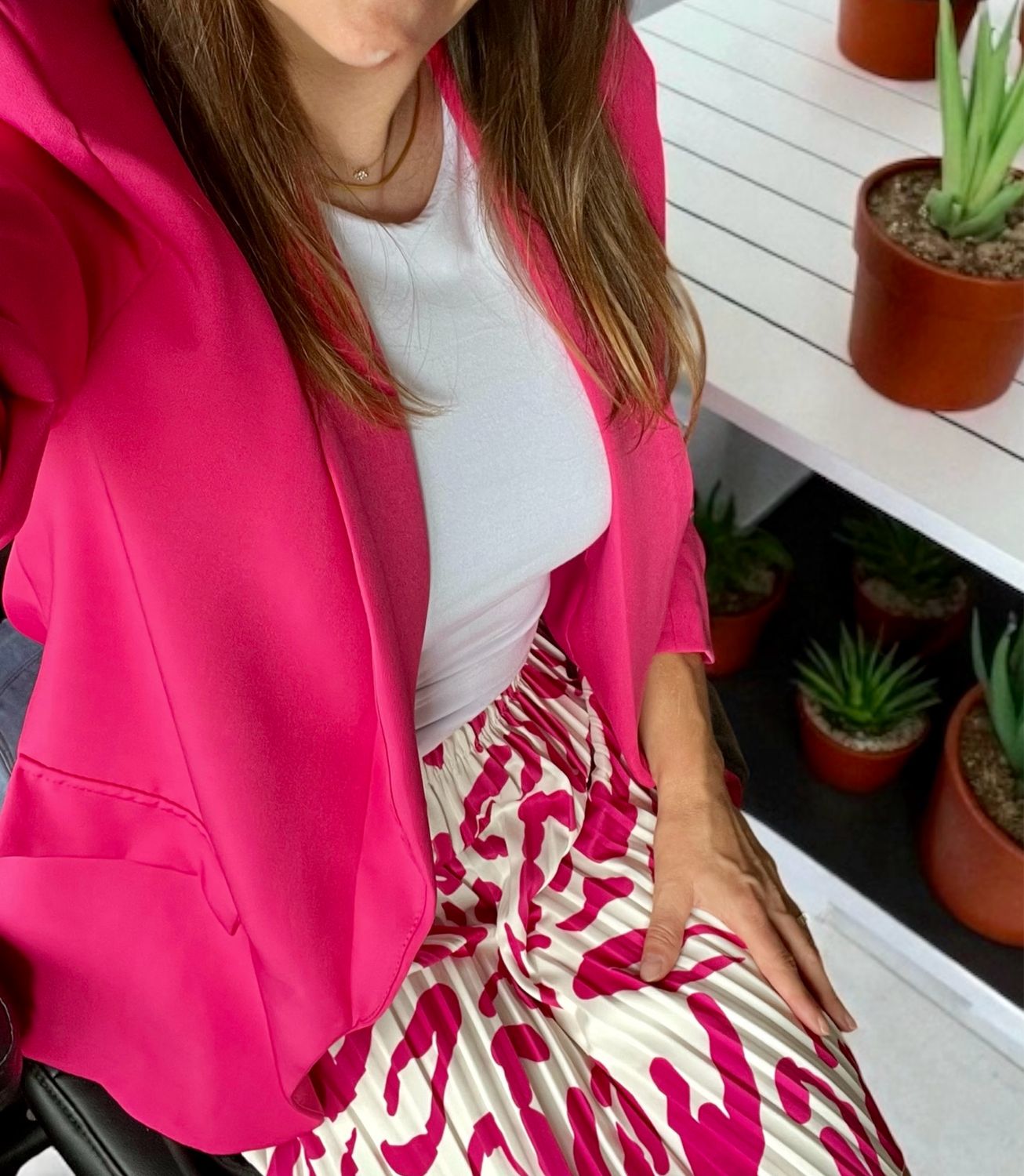 Blazer met opgestroopte mouwen - Blazer met driekwart mouwen - Blazer voor vrouwen - Roze blazer