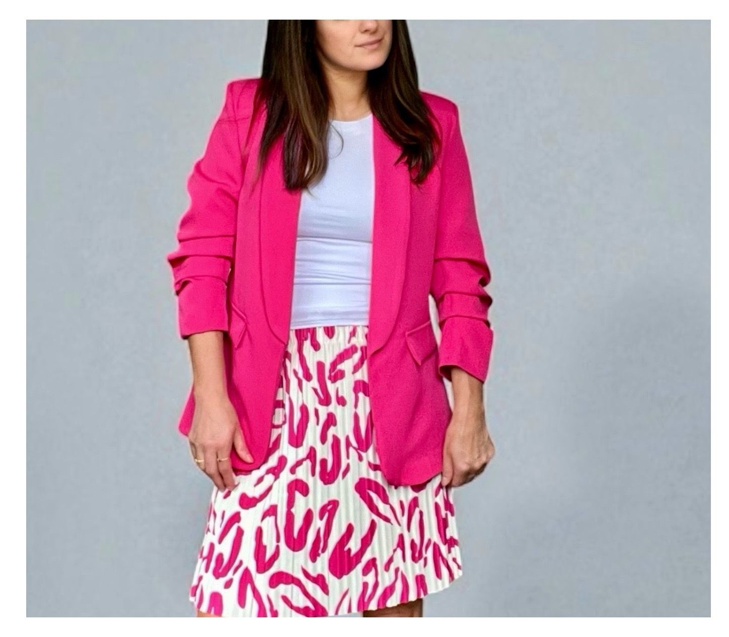 Blazer met opgestroopte mouwen - Blazer met driekwart mouwen - Blazer voor vrouwen - Roze blazer