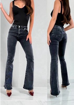 Antracietgrijze push up flared jeans voor dames