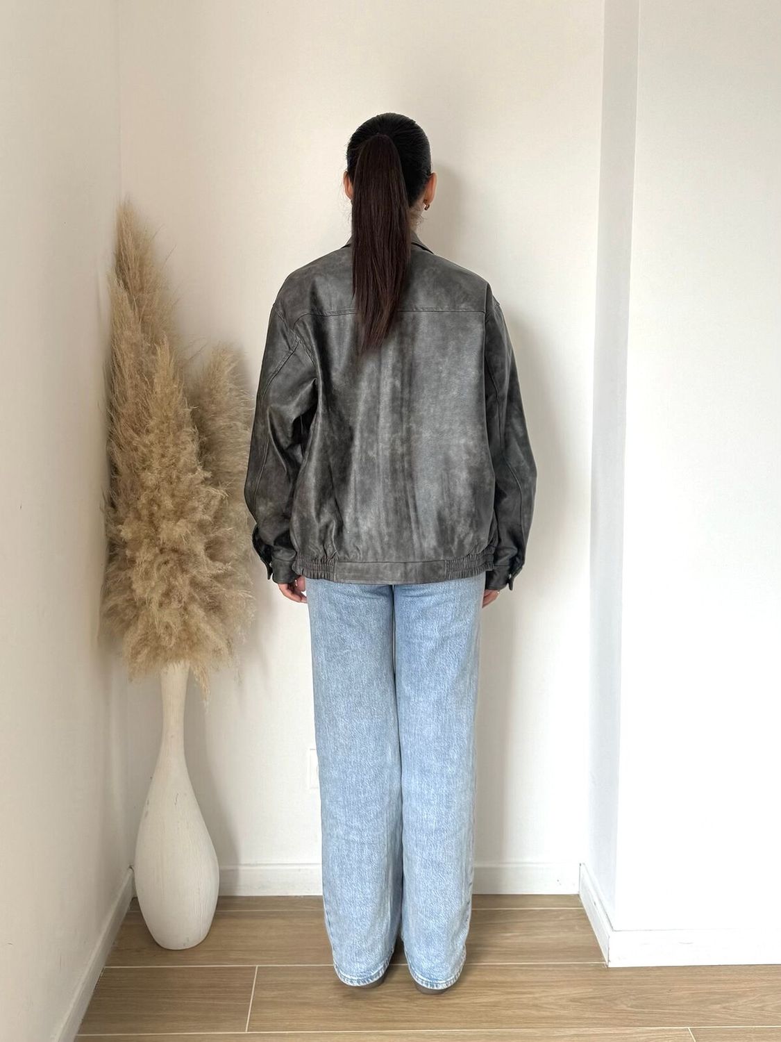 Faux leather bomber jacket- Namaakleder Tussenjas Herfst/ Winter voor dames