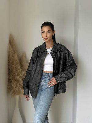 Faux leather Unisex bomber jacket- Namaakleder Tussenjas Herfst/ Winter