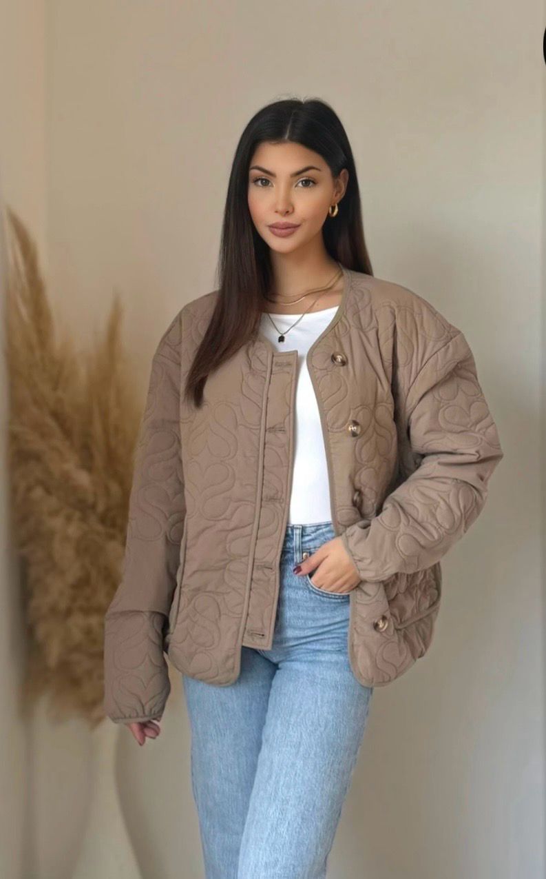 Gewatteerde jas Beige voor dames- Tussenjas Herfst/Winter voor dames
