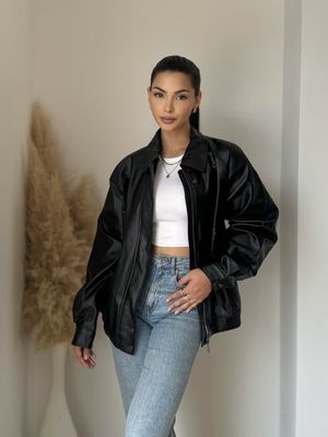 Faux leather Unisex bomber jacket- Namaakleder Tussenjas Herfst/ Winter