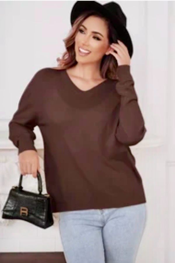 One Size Zachte Lichte V-Nek Basic Sweater Voor Dames