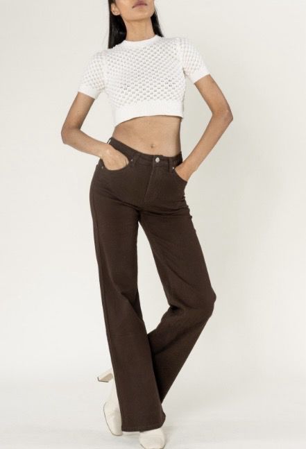 Dames flared jeans hoog model – Bruine High Waist Flared Jeans