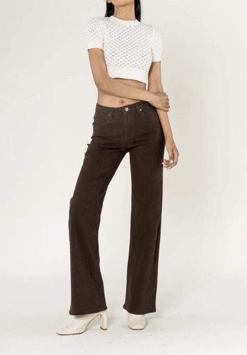 Dames flared jeans hoog model – Bruine High Waist Flared Jeans