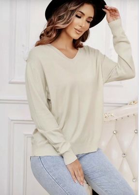 One Size Zachte Lichte V-Nek Basic Sweater Voor Dames