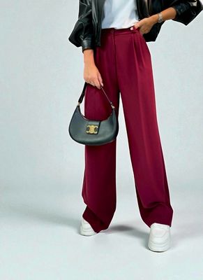 High-Waist Wide Leg Pantalon – Elegant &amp; Comfortabel | Dames Broek in Bruin, Beige, Zwart &amp; Bordeaux