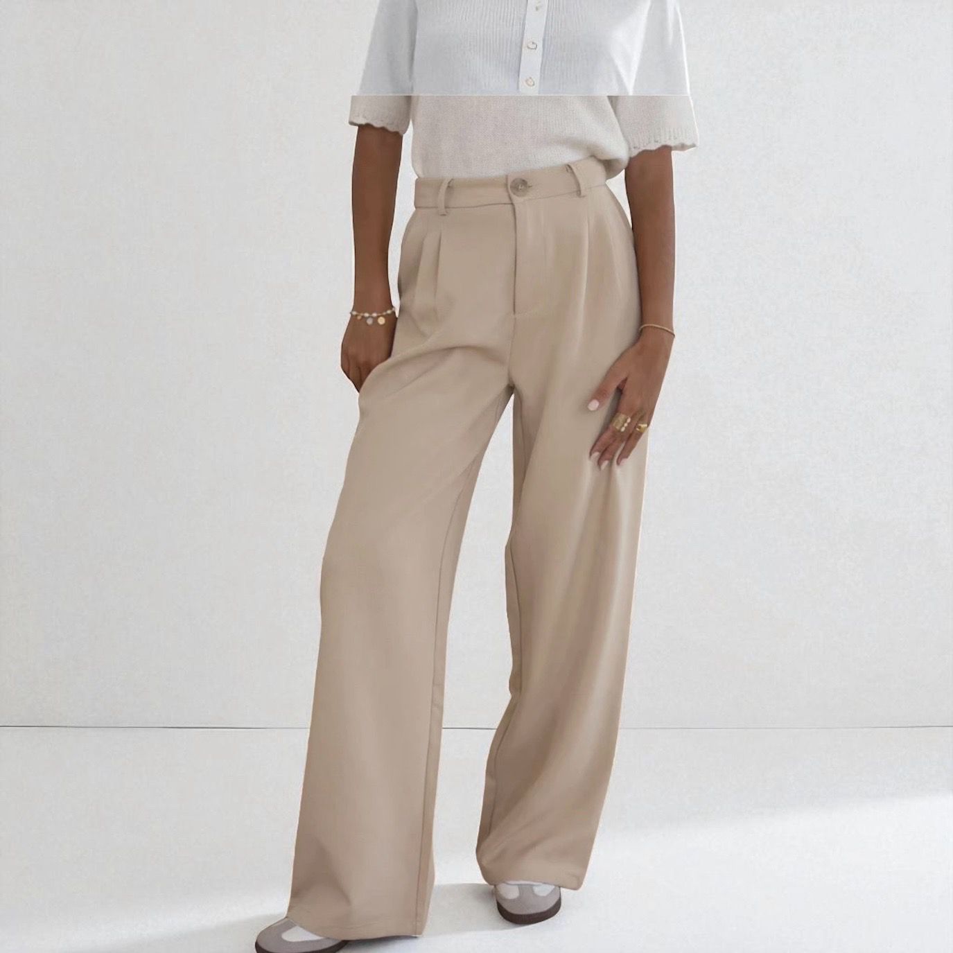 High-Waist Wide Leg Pantalon – Elegant &amp; Comfortabel | Dames Broek in Bruin, Beige, Zwart &amp; Bordeaux