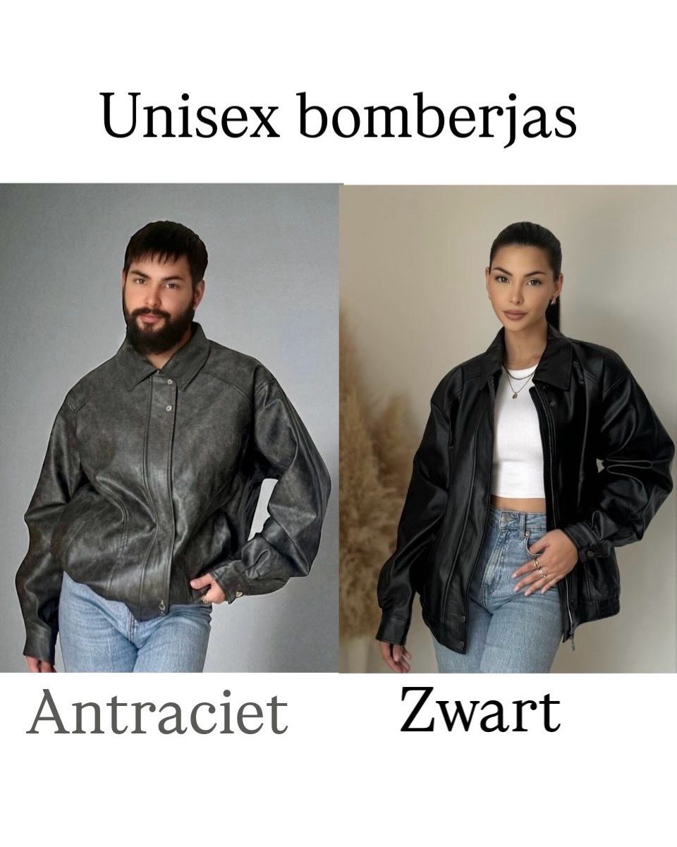 Faux leather Unisex bomber jacket- Namaakleder Tussenjas Herfst/ Winter