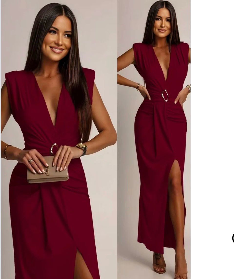 Slanke Aanpassende Maxi Jurk Met Split - Casual Chique Jurk Dames